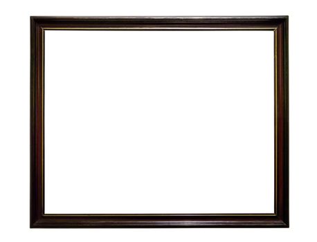 Dark wooden picture frame isolated on white background with clipping path