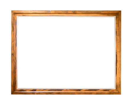 Wooden picture frame isolated on white background with clipping path