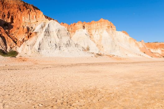 Red cliffs at Falesia Beach in Algarve region, Portugal