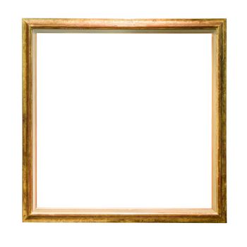 Vintage golden decorative picture frame isolated on white background with clipping path