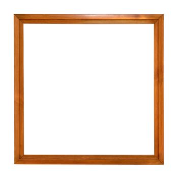 Square wooden picture frame isolated on white background with clipping path