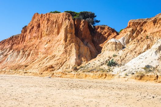 Red cliffs at Falesia Beach in Algarve region, Portugal