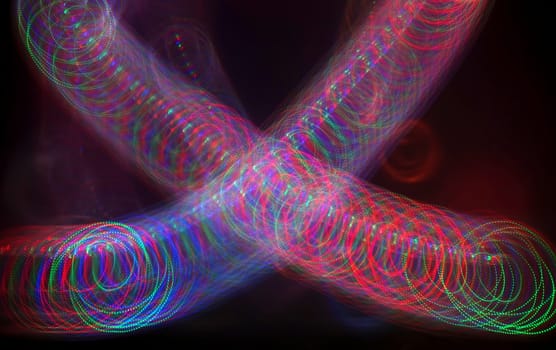 Abstract spiral shapes created with painted light
