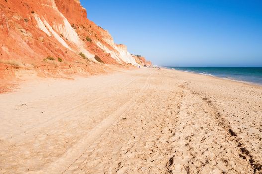 View of beautiful Falesia Beach in Algarve region, Portugal