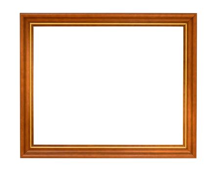 Wooden picture frame isolated on white background with clipping path