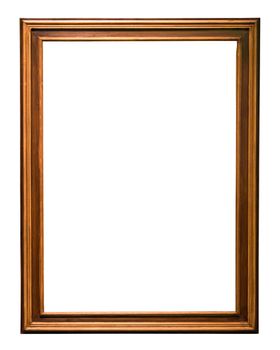 Wooden picture frame isolated on white background with clipping path