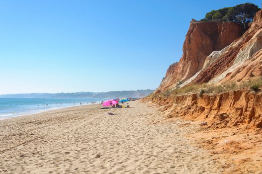 View of beautiful Falesia Beach in Algarve region, Portugal