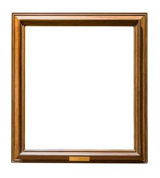 Wooden picture frame isolated on white background with clipping path