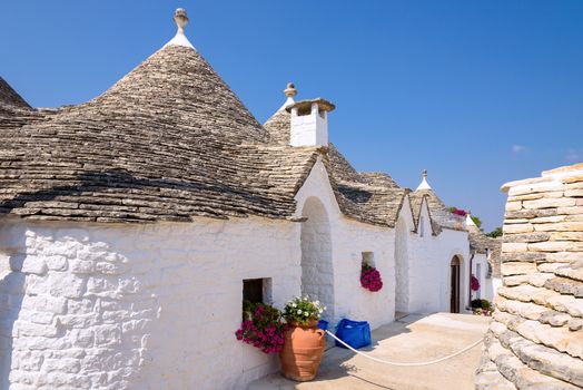 Famous trulli houses in Alerbobello town, Apulia, Italy