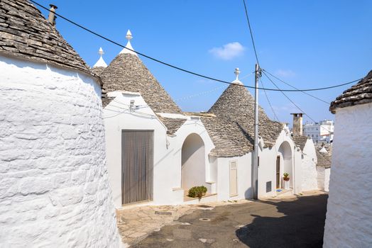 Famous trulli houses in Alerbobello town, Apulia, Italy