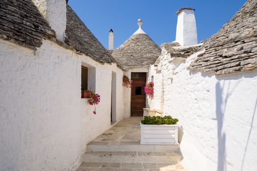 Famous trulli houses in Alerbobello town, Apulia, Italy