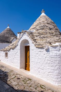 Famous trulli houses in Alerbobello town, Apulia, Italy