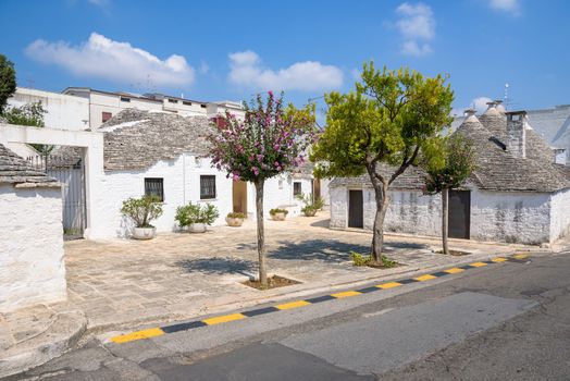 Famous trulli houses in Alerbobello town, Apulia, Italy