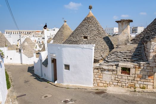 Famous trulli houses in Alerbobello town, Apulia, Italy