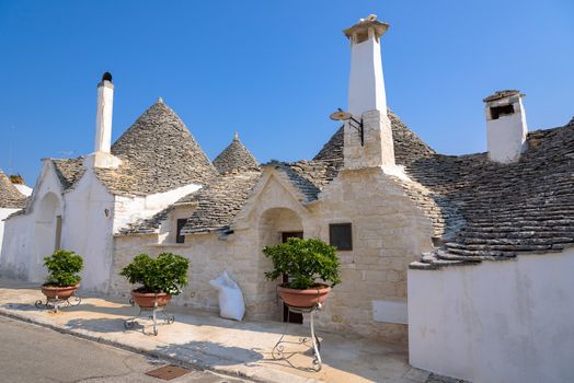 Famous trulli houses in Alerbobello town, Apulia, Italy