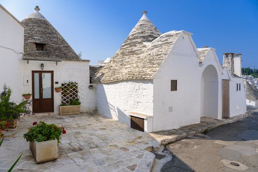 Famous trulli houses in Alerbobello town, Apulia, Italy