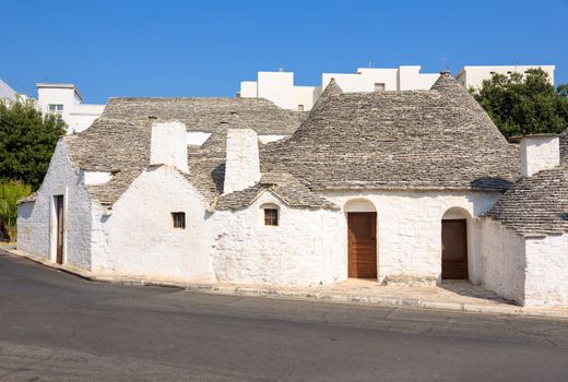 Famous trulli houses in Alerbobello town, Apulia, Italy