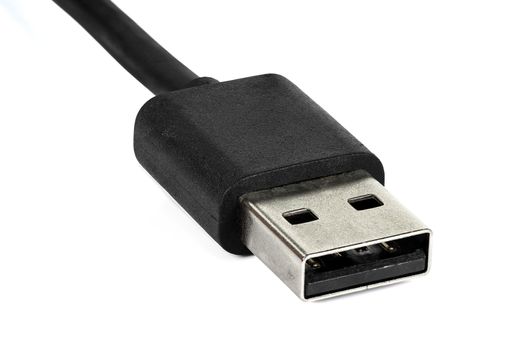 Closeup of USB plug isolated on white background with clipping path