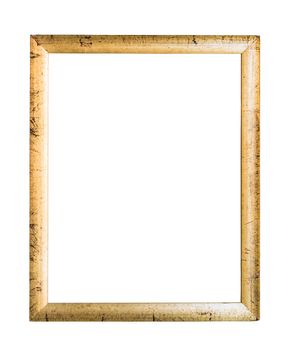 Golden decorative picture frame isolated on white background with clipping path