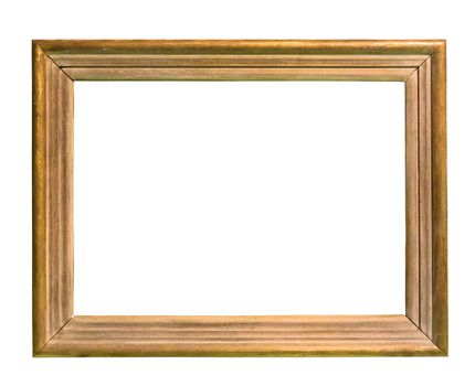 Wooden picture frame isolated on white background with clipping path