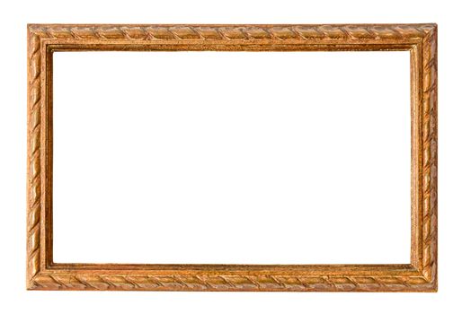 Wooden decorative picture frame isolated on white background with clipping path