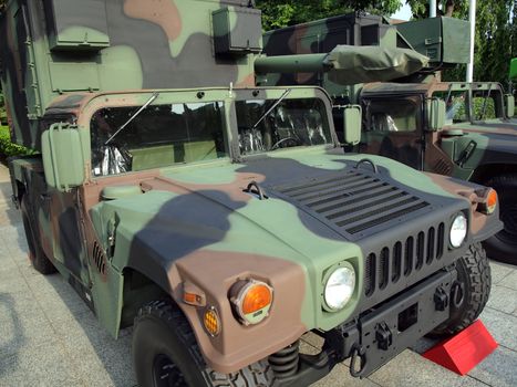 Military vehicles equipped for emergency relief operations
