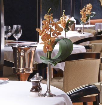 Formal Dining Table Set Up In Luxury Restaurant