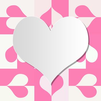 Heart frame for valentine's day with cross weave pink heart background