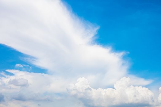 Fluffy cloud against blue sky background for summer and nature concept