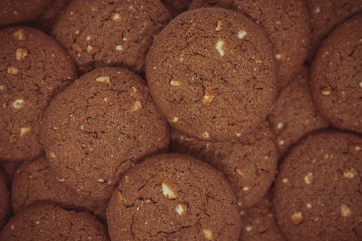 Traditional chocolate cashew butter cookies for food and sweet desserts concept