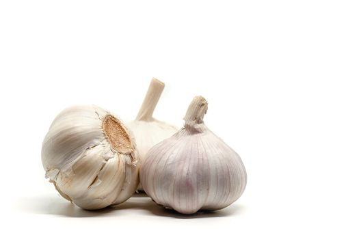 Garlic on white background for food and cooking concept