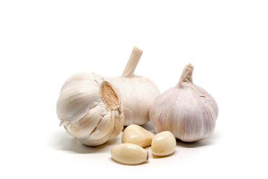 Garlic on white background for food and cooking concept