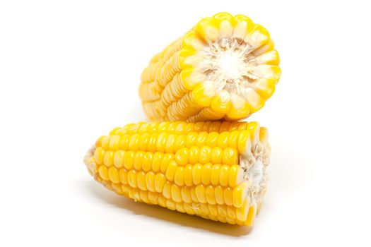 Sweet corn on white background for food ingredients and cooking concept