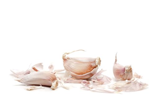 Garlic on white background for food and cooking concept