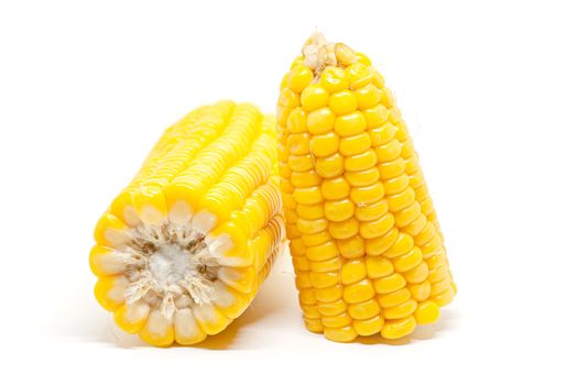 Sweet corn on white background for food ingredients and cooking concept