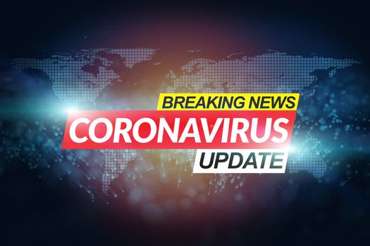 Backdrop for green screen editing for breaking news coronavirus outbreak situation update. Breaking news live stream template on digital world map background.