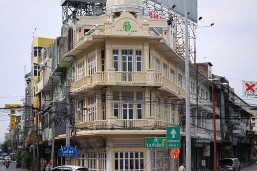 Empty apartment buildings in Yaowarat Road or Chinatown in Bangkok City Thailand during the home quarantine and lock down due to the covid-19 pandemic