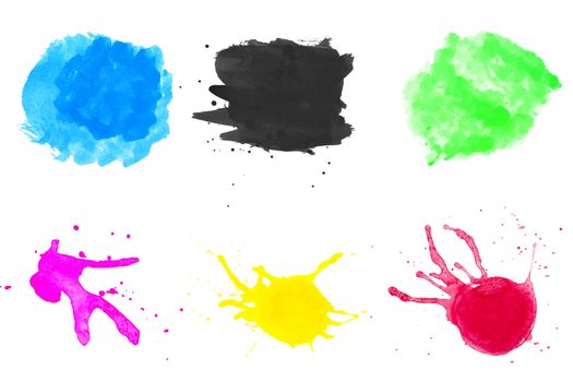 Colorful of abstract  Watercolor Pack isolate on White Background