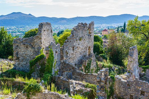 antique architecture, the remains of ancient buildings in the city of Bar on the Adriatic coast in Montenegro