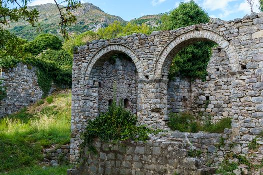 antique architecture, the remains of ancient buildings in the city of Bar on the Adriatic coast in Montenegro