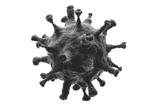 Coronavirus disease cells, 3D rendering. magnified image of a virus cell new 2019 Novel Coronavirus (COVID-19) pathogen germ infection outbreak cell with texture isolated on white background