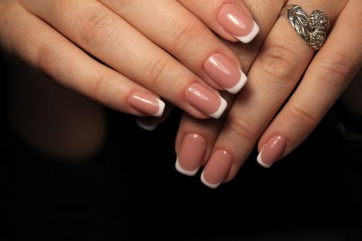 Perfect manicure and natural nails. Attractive modern nail art
