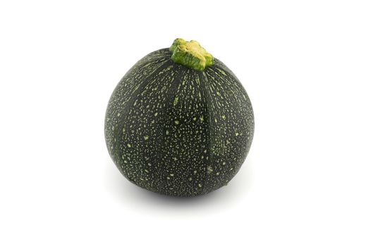 Green round courgette or zucchini isolated on white background