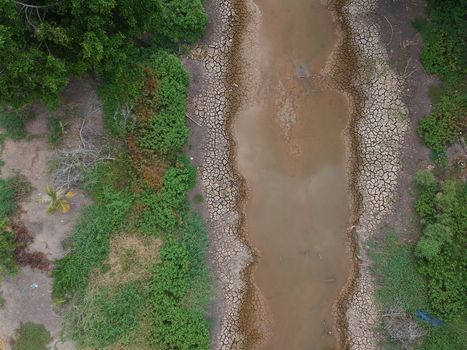 View of a dry canal, water shortage,Aerial view