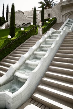 Staircase And Fountain At Bahai Gardens Haifa 