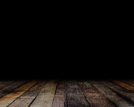 Vintage wood floor on shadow background, mystery and secret concept 