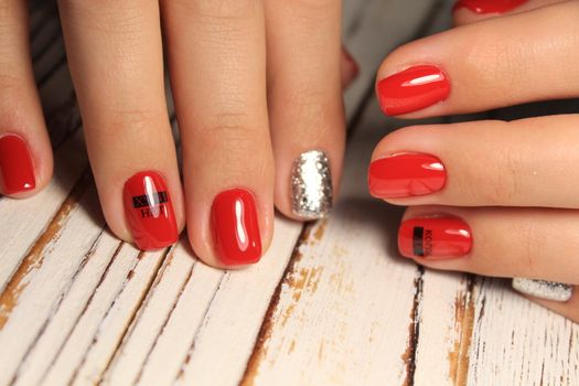 Perfect manicure and natural nails. Attractive modern nail art