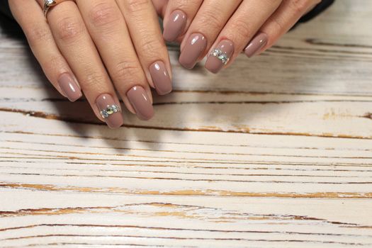 Perfect manicure and natural nails. Attractive modern nail art