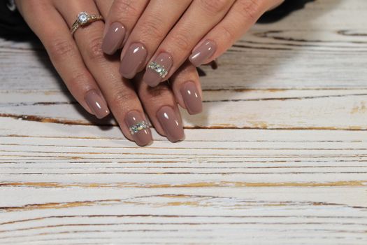 Perfect manicure and natural nails. Attractive modern nail art