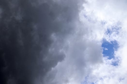 Stunning dark cloud formations in the sky right before a thunderstorm 